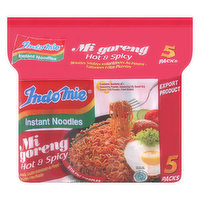 Indo Mie Instant Noodles, Mi Goreng, Hot & Spicy, 5 Pack, 5 Each