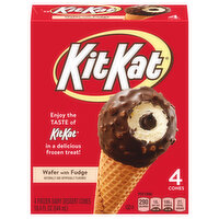 Kit Kat Frozen Dairy Dessert Cones, Wafer with Fudge, 4 Each
