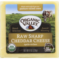 Organic Valley Cheese, Raw, Sharp Cheddar, 8 Ounce