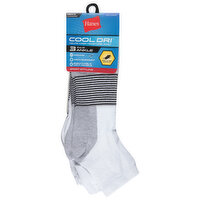 Hanes Socks, Ankle, White, Men's, 3 Each