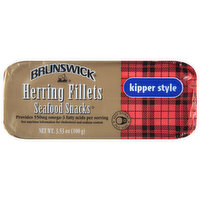 Brunswick Seafood Snacks, Herring Fillets, Kipper Style, 3.53 Ounce