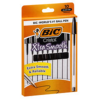 BiC Cristal Ball Pen, Black Ink, Medium, Xtra Smooth, 10 Each