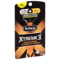 Schick  Xtreme3 Razors, Face & Body, 4 Each