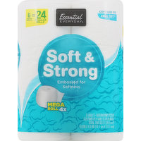 Essential Everyday Bathroom Tissue, Soft & Strong, Mega Roll, 2-Ply, 6 Each
