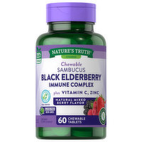 Nature's Truth Sambucus Black Elderberry, Natural Mixed Berry Flavor, Chewable Tablets, 60 Each