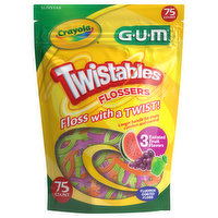 GUM Flossers, Crayola, Twistables, Fluoride Coated, 3 Fruit, 75 Each
