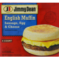 Jimmy Dean Jimmy Dean® Sausage, Egg & Cheese English Muffin Sandwiches, 4 Count (Frozen), 18.4 Ounce
