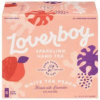 Loverboy Hard Tea, Sparkling, White Tea Peach, 6 Each