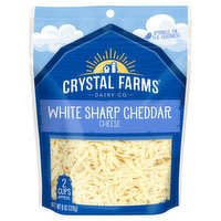 Crystal Farms Shredded Cheese, White Sharp Cheddar, 8 Ounce
