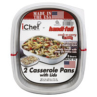 Handi-Foil iChef Casserole Pans, with Lids, 2 Quarts, 2 Each