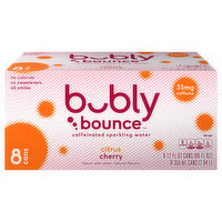 Bubly Bounce Sparkling Water, Caffeinated, Citrus Cherry, 8 Each