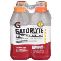 Gatorlyte Rapid Rehydration Electrolyte Beverage, Lower Sugar, Cherry Lime, 4 Each