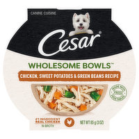 Cesar Wholesome Bowls Canine Cuisine, Chicken, Sweet Potatoes & Green Beans Recipe, 3 Ounce