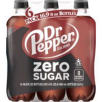 Dr Pepper Soda, Zero Sugar, 6 Pack, 6 Each