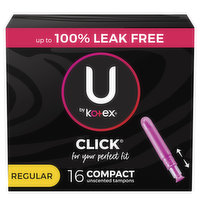 U By Kotex Tampons, Unscented, Regular, Compact, 16 Each