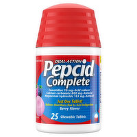 Pepcid Complete Acid Reducer/Antacid, Dual Action, Berry Flavor, Chewable Tablets, 25 Each