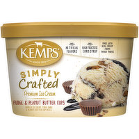 Kemps Simply Crafted Fudge & Peanut Butter Cups Ice Cream, 1.5 Quart