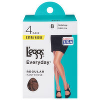 L'eggs Everyday Pantyhose, Regular, B Suntan Sheer Toe, Extra Value, 4 Each