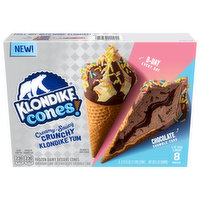 Klondike Cones! Frozen Dairy Dessert Cones, Birthday Cake or Chocolate Crumble Cake, 8 Pack, 8 Each