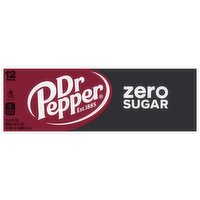 Dr Pepper Soda, Zero Sugar, 12 Pack