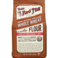 Bob's Red Mill Flour, Whole Wheat, 100% Stone Ground, 5 Pound