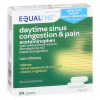 Equaline Sinus Congestion & Pain, Daytime, Caplets, 24 Each