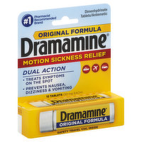 Dramamine Motion Sickness Relief, Original Formula, 50 mg, Tablets, 12 Each