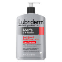 Lubriderm Lotion, 3 in 1, Men's, Light Fragrance, 16 Fluid ounce