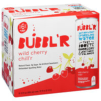 BUBBL'R Antioxidant Sparkling Water – wild cherry chill’r – 6pk/12 fl oz. Cans, 72 Fluid ounce
