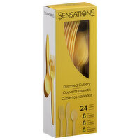 Sensations Cutlery, Soft Yellow, Plastic, Assorted, 24 Each