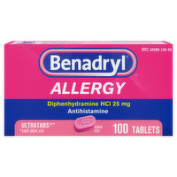 Benadryl Allergy, 25 mg, Ultratabs, 100 Each