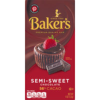 Baker's Premium Baking Bar, Semi-Sweet Chocolate, 56% Cacao, 4 Ounce