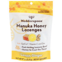 Wedderspoon Lozenges, Manuka Honey, Lemon Ginger, 18 Each