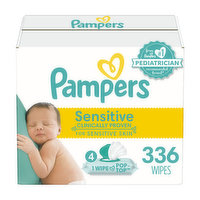 Pampers Sensitive Baby Wipes Sensitive Perfume Free 4X Pop-Top Packs 336 Count, 336 Each