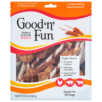 Good 'n' Fun Snack for All Dogs, Triple Flavor Wings, 12 Ounce