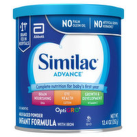 Similac Infant Formula with Iron, Milk-Based Powder, OptiGro, 0-12 Months, 12.4 Ounce