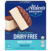 Alden's Organic Frozen Dessert, Dairy Free, Vanilla Bean, Round Sammies, 4 Each