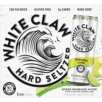 White Claw Hard Seltzer, Natural Lime, Spiked, 6 Pack, 6 Each