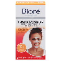 Biore Pore Strips, Deep Cleansing, T-Zone Targeted, 15 Each