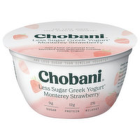 Chobani Yogurt, Greek, Low-Fat, Less Sugar, Monterey Strawberry, 5.3 Ounce