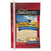 Sargento Cheese Slices, Baby Swiss, Creamery, 10 Each