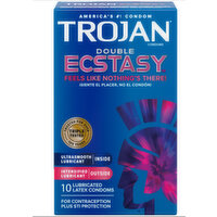 Trojan Double Ecstasy Condoms Lubricated Latex, 10 Each