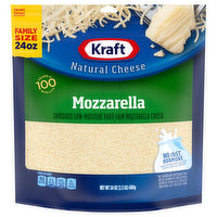 Kraft Shredded Cheese, Mozzarella, Family Size, 24 Ounce