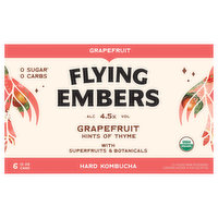 Flying Embers Hard Kombucha, Grapefruit, 6 Each