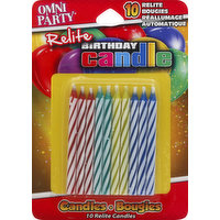 Omni Party Candles, Birthday, Relite, 10 Each