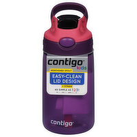 Contigo Kids Water Bottle, +Straw, Eggplant Punch, Autospout Cleanable, 14 Ounce, 1 Each