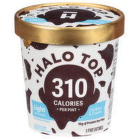Halo Top Ice Cream, Light, Cookies & Cream, 1 Pint