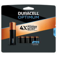 Duracell Optimum Batteries, Alkaline, AA, 1.5V, 12 Pack, 12 Each