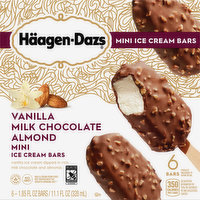 Haagen-Dazs Ice Cream Bars, Vanilla Milk Chocolate Almond, Mini, 6 Pack, 6 Each