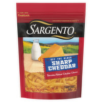 Sargento Off the Block Shredded Cheese, Sharp Cheddar, Traditional Cut, 8 Ounce